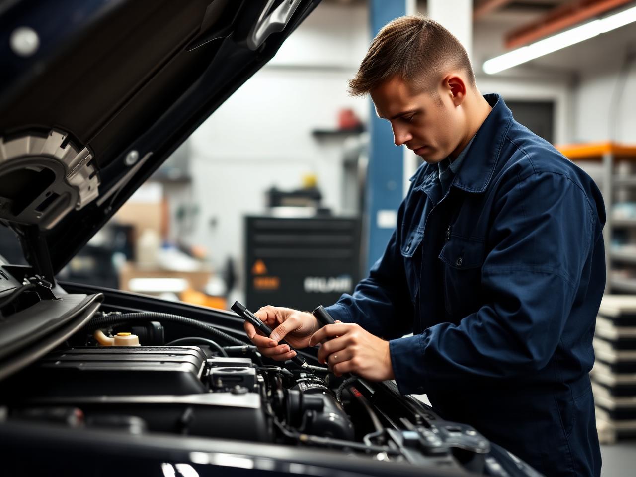 Mechanic working under the hood